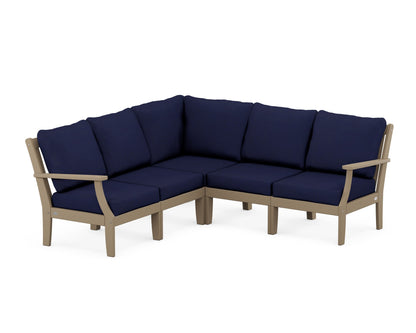 POLYWOOD® Braxton Modular 5-Piece Deep Seating Set in Vintage Sahara / Navy