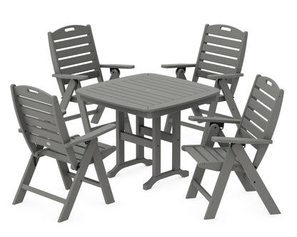POLYWOOD® Nautical Folding Highback Chair 5-Piece Dining Set in Slate Grey