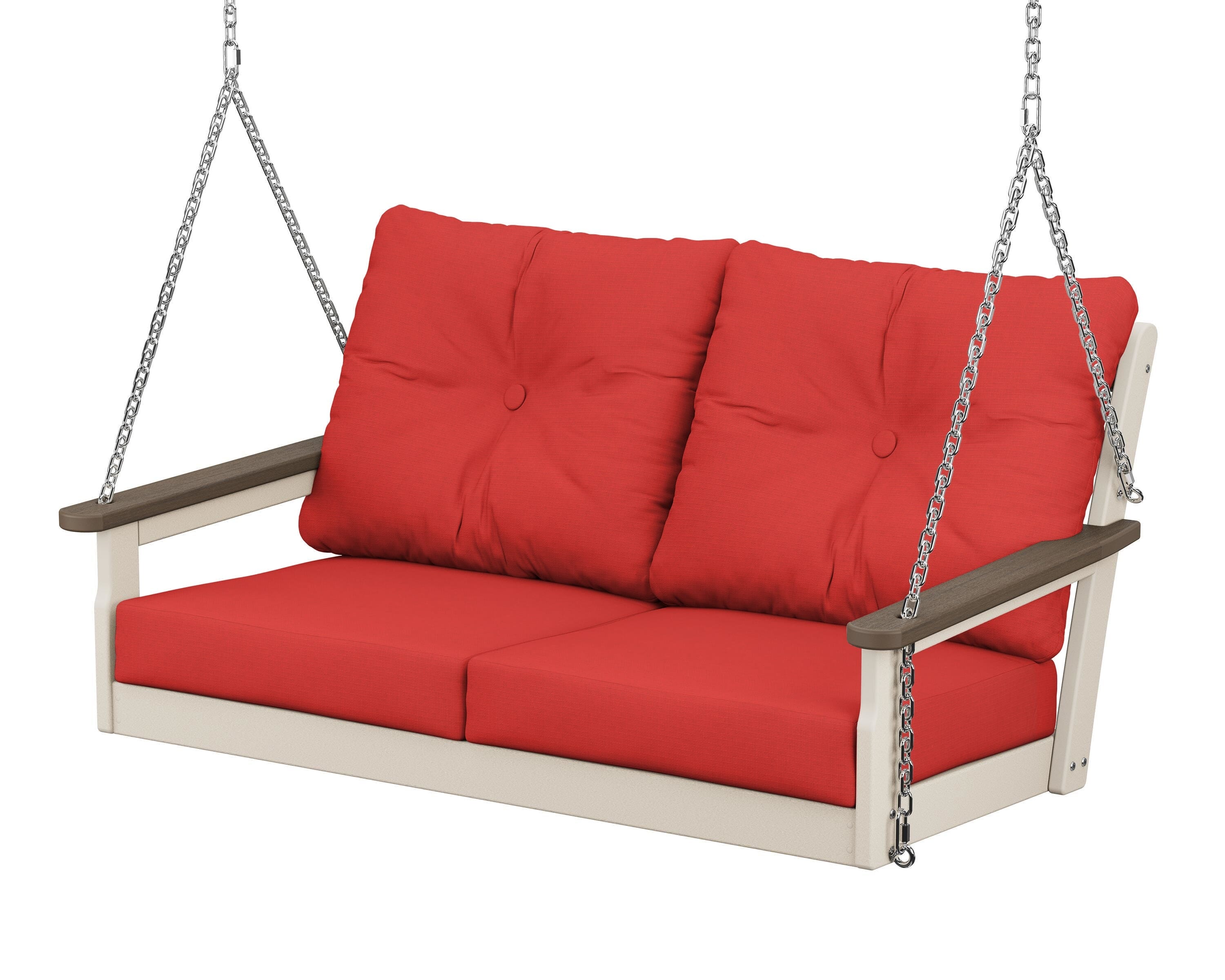 POLYWOOD® Vineyard Deep Seating Swing in Sand / Kona / Crimson Linen