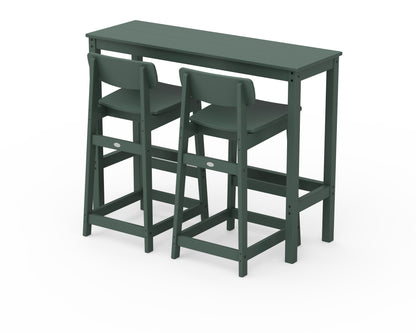 POLYWOOD® Modern Studio Urban Lowback Bar Chair 3-Piece Balcony Set in Green