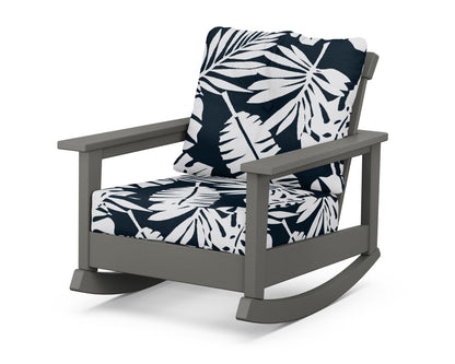 POLYWOOD® Prescott Deep Seating Rocking Chair in Slate Grey / Leaf Marine Indigo