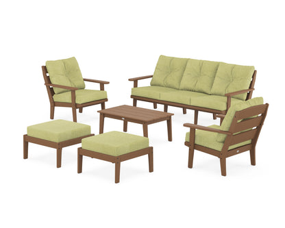 POLYWOOD® Lakeside 6-Piece Lounge Sofa Set in Teak / Chartreuse Boucle