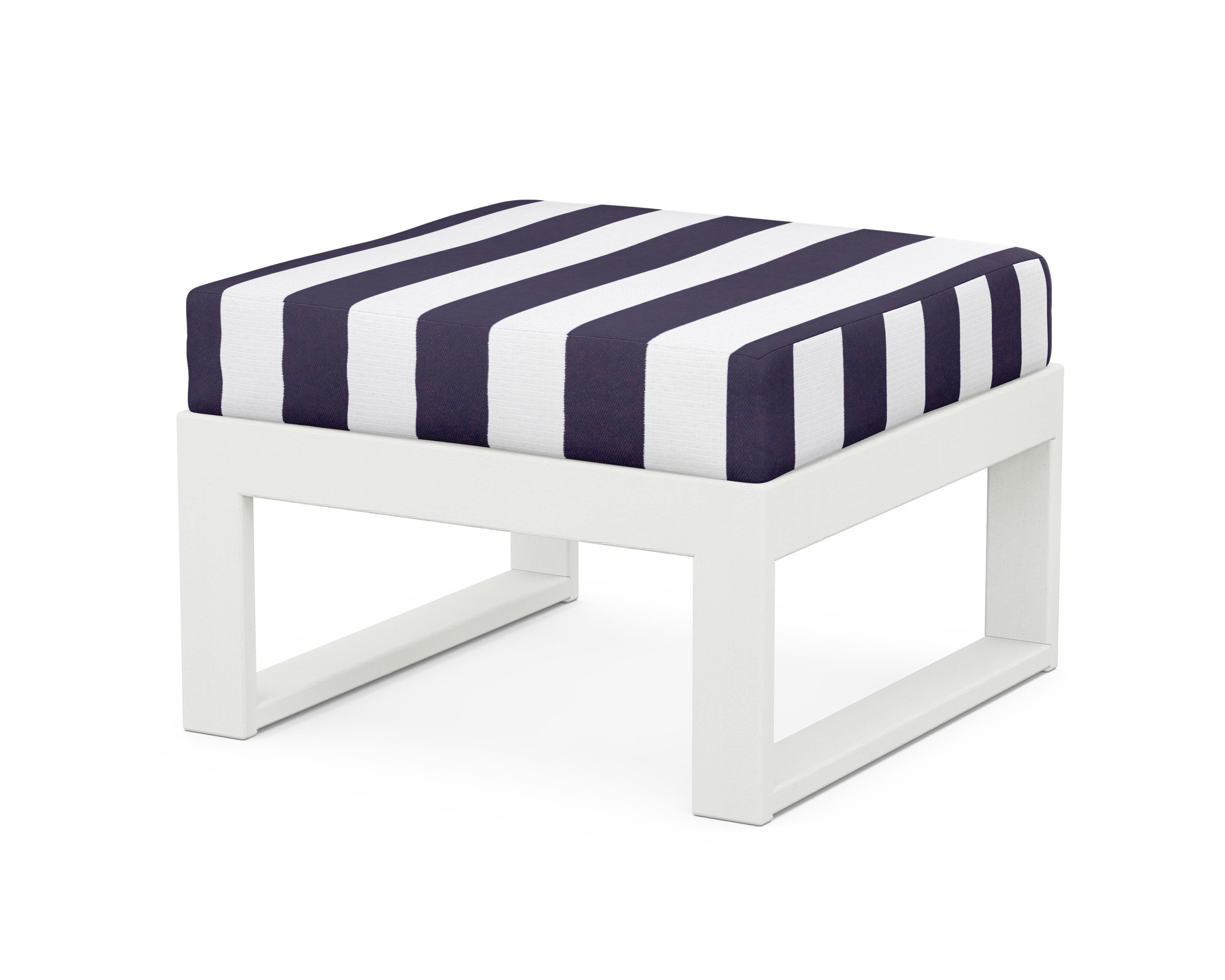 Unbranded Modular Ottoman - Modern in Vintage White / Cabana Stripe Navy