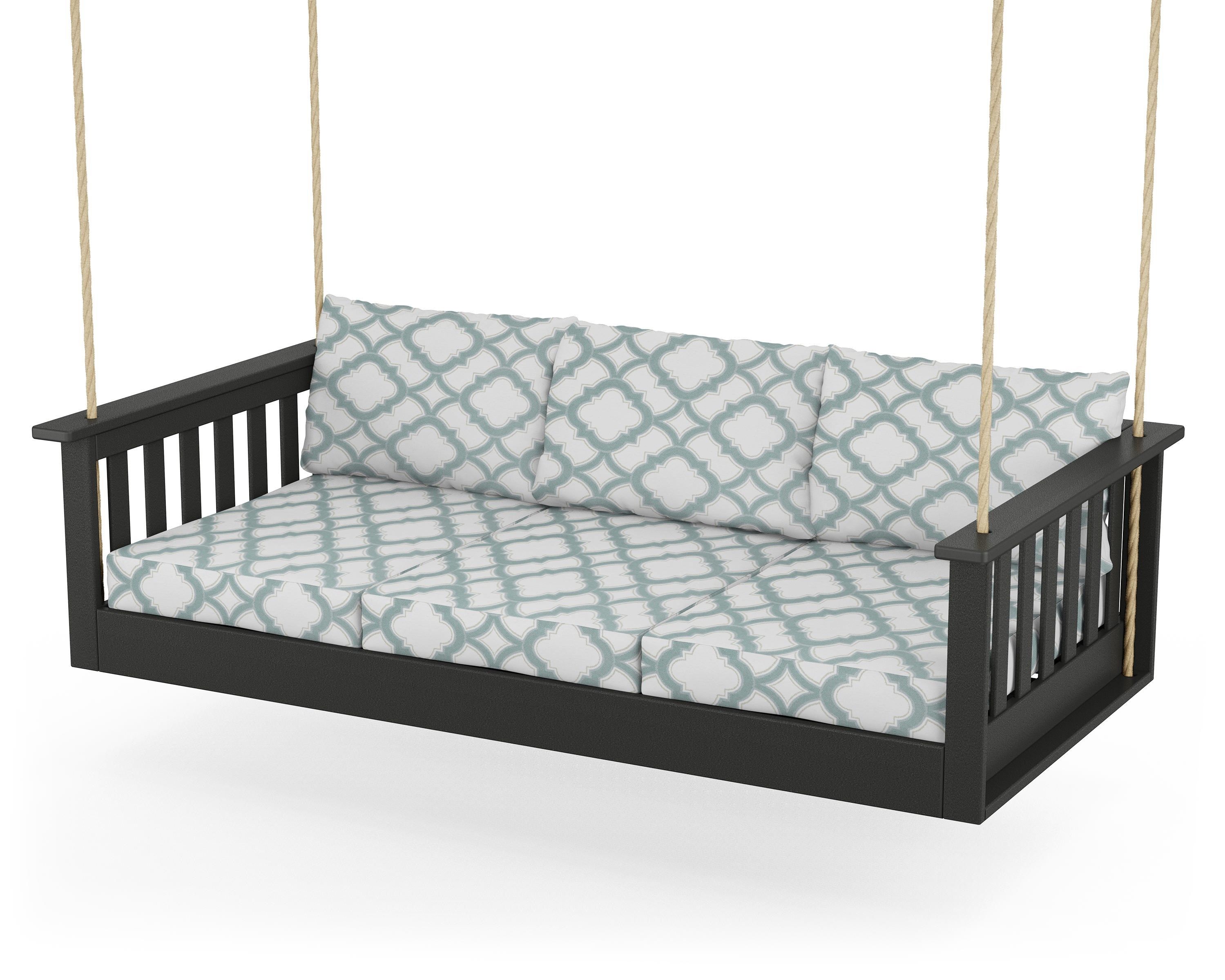 POLYWOOD® Vineyard Daybed Swing in Black / Trellis Glacier Spa