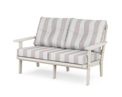 POLYWOOD® Prairie Deep Seating Loveseat in Sand / Cabana Stripe Dune Burlap