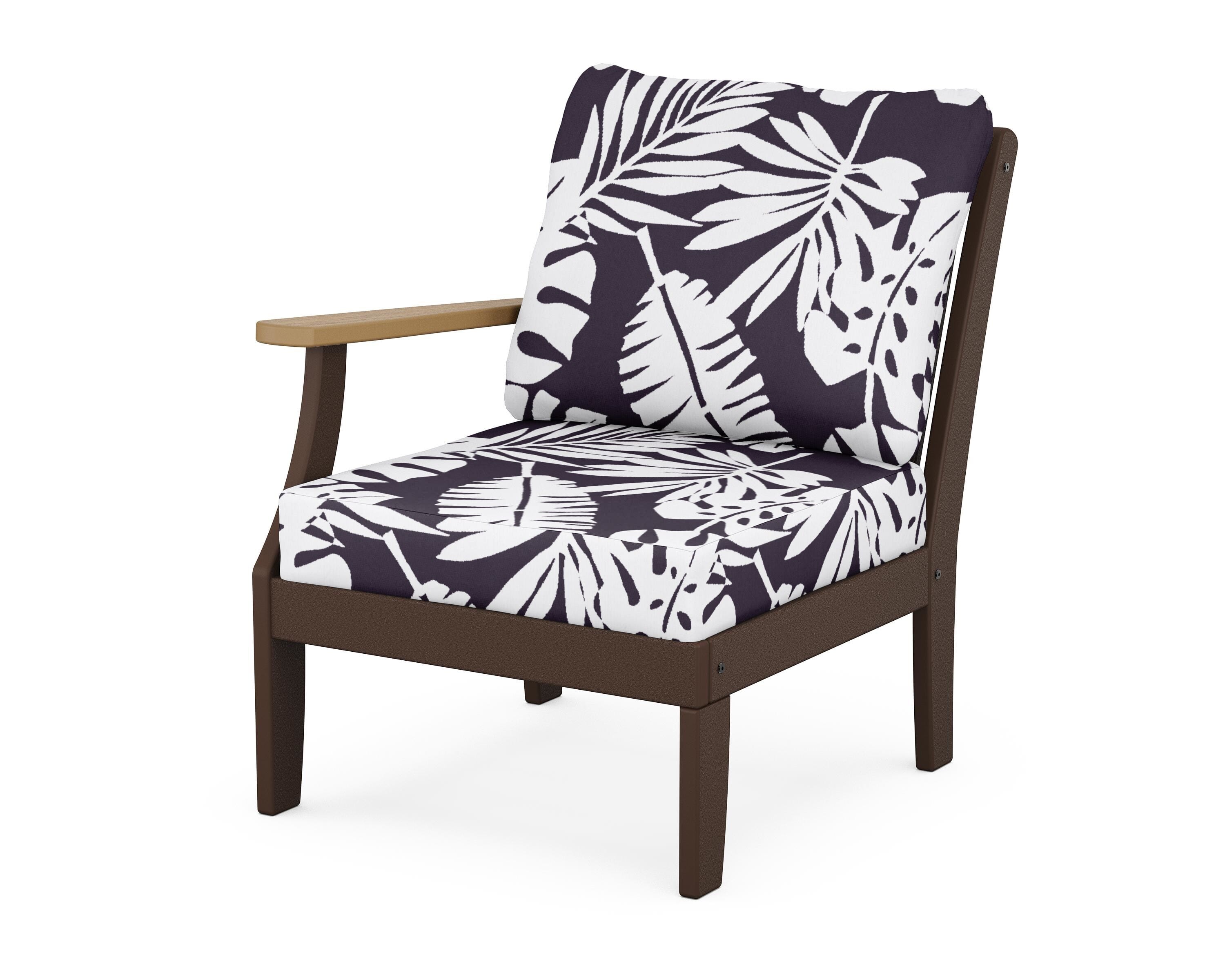 POLYWOOD® Braxton Modular Left Arm Chair in Mahogany / Natural / Leaf Navy