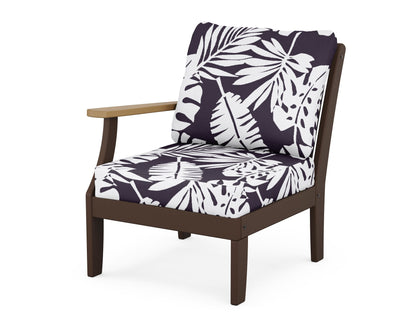 POLYWOOD® Braxton Modular Left Arm Chair in Mahogany / Natural / Leaf Navy