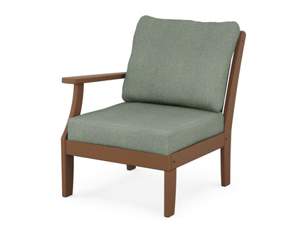 POLYWOOD® Braxton Modular Left Arm Chair in Teak / Cast Sage