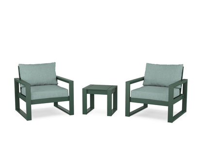 POLYWOOD® EDGE Sectional 3-Piece Deep Seating Set in Green / Glacier Spa