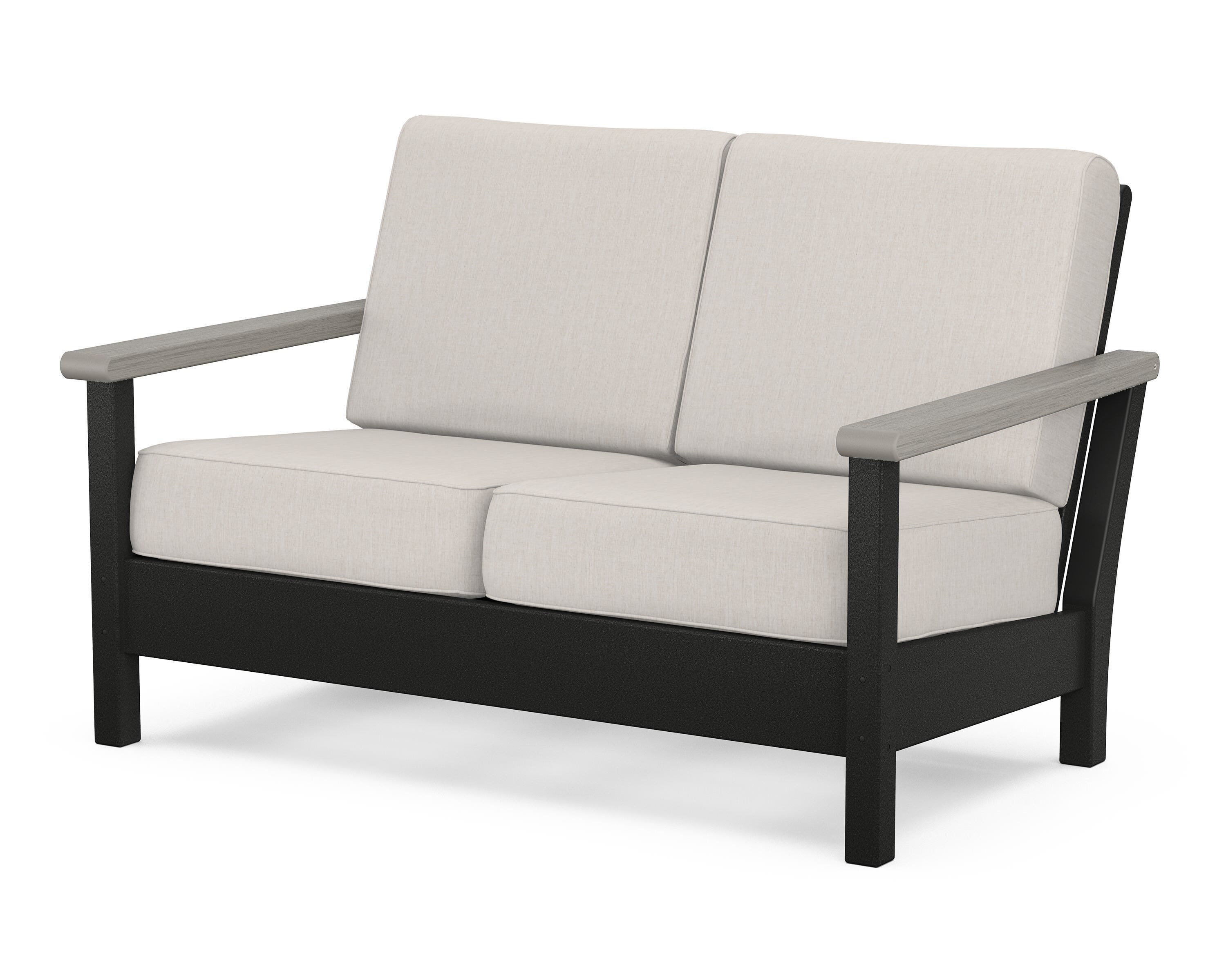 POLYWOOD® Harbour Deep Seating Loveseat in Black / Driftwood / Cast Ash