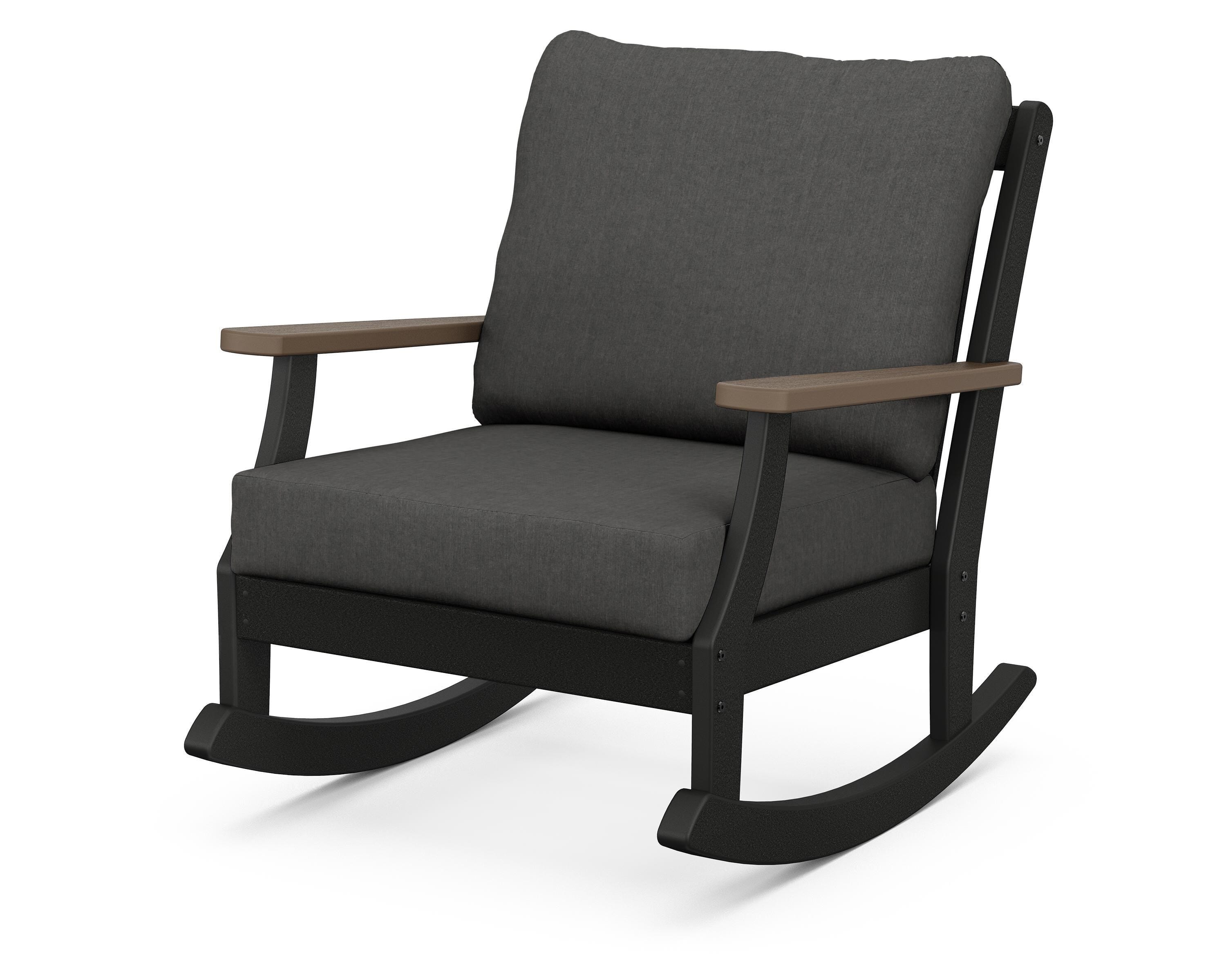 POLYWOOD® Braxton Deep Seating Rocking Chair in Black / Kona / Spectrum Carbon