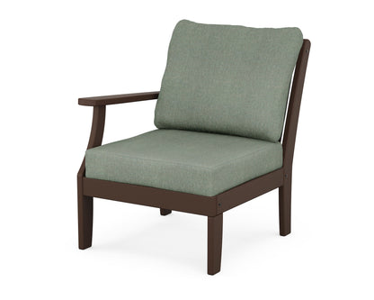 POLYWOOD® Braxton Modular Left Arm Chair in Mahogany / Cast Sage