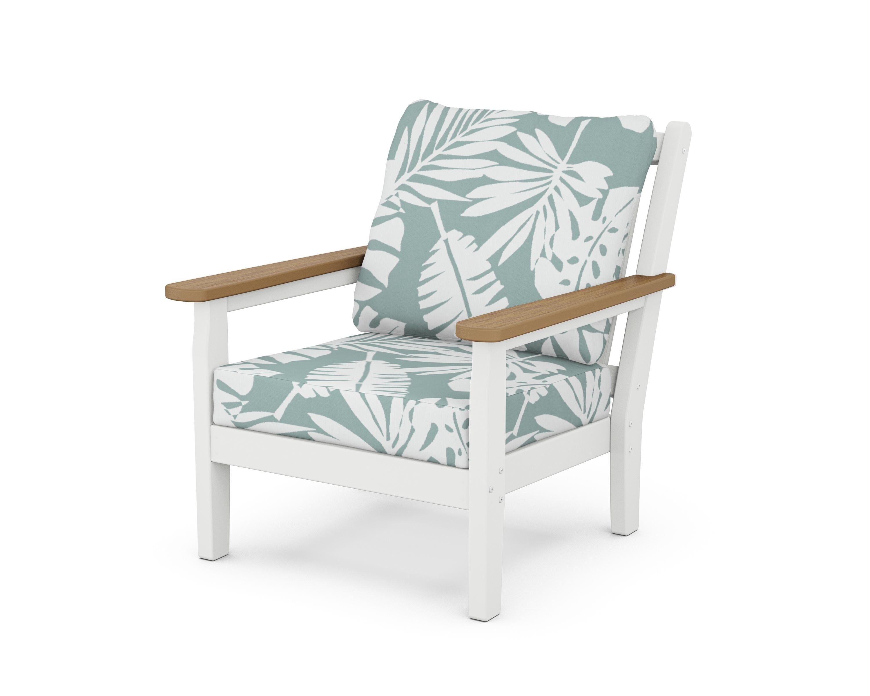 POLYWOOD® Chippendale Deep Seating Chair in White / Natural / Leaf Glacier Spa