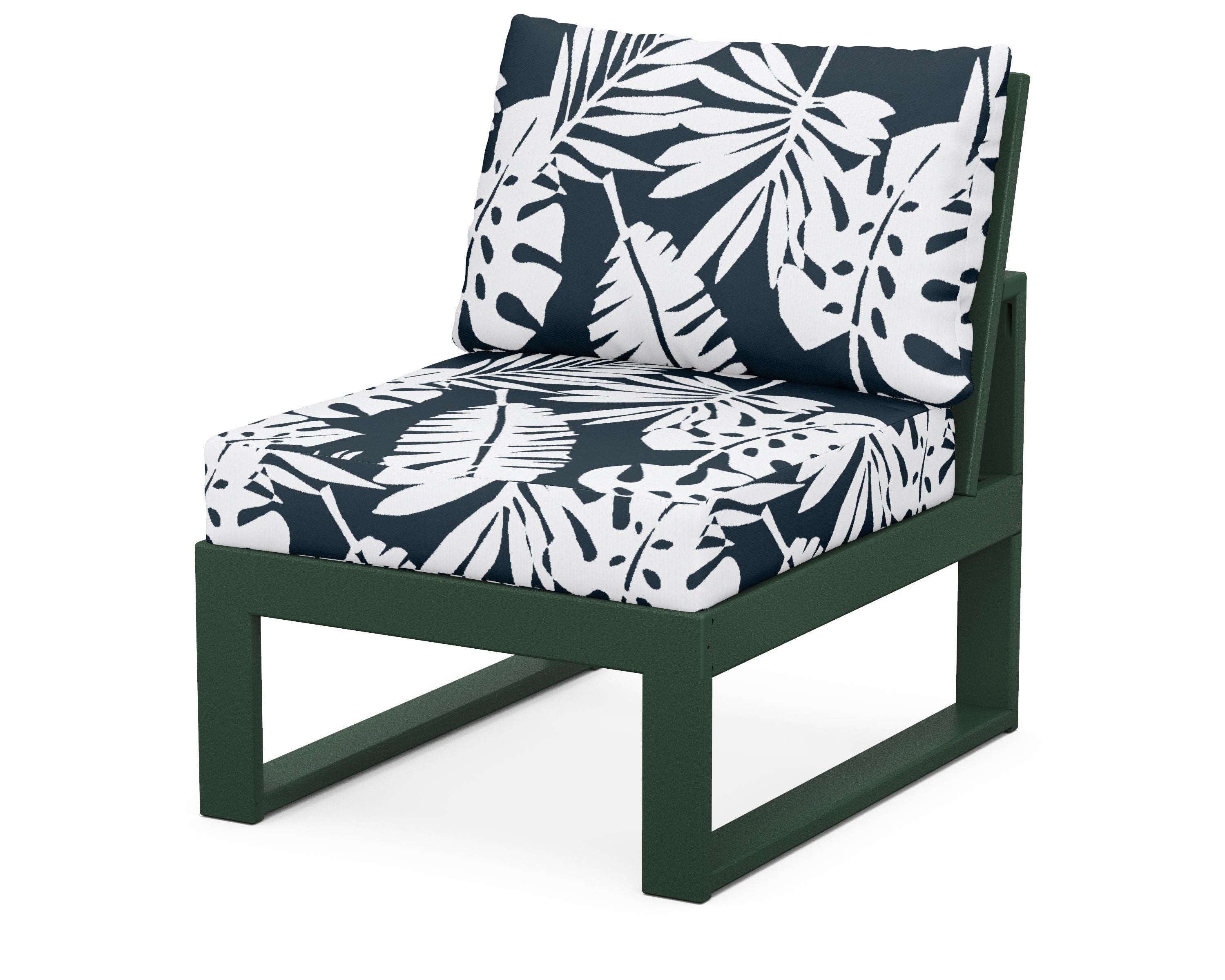 Unbranded Modular Armless Chair in Green / Leaf Marine Indigo