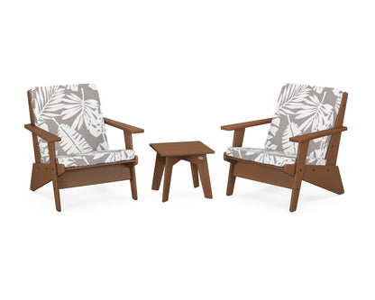 POLYWOOD® Riviera Modern Lounge 3-Piece Set in Teak / Leaf Grey Mist