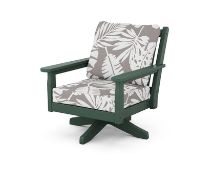 POLYWOOD® Chippendale Deep Seating Swivel Chair in Green / Leaf Grey Mist