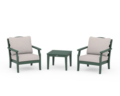 Draper James™ by  POLYWOOD® Savannah 3-Piece Deep Seating Set in Green / Dune Burlap