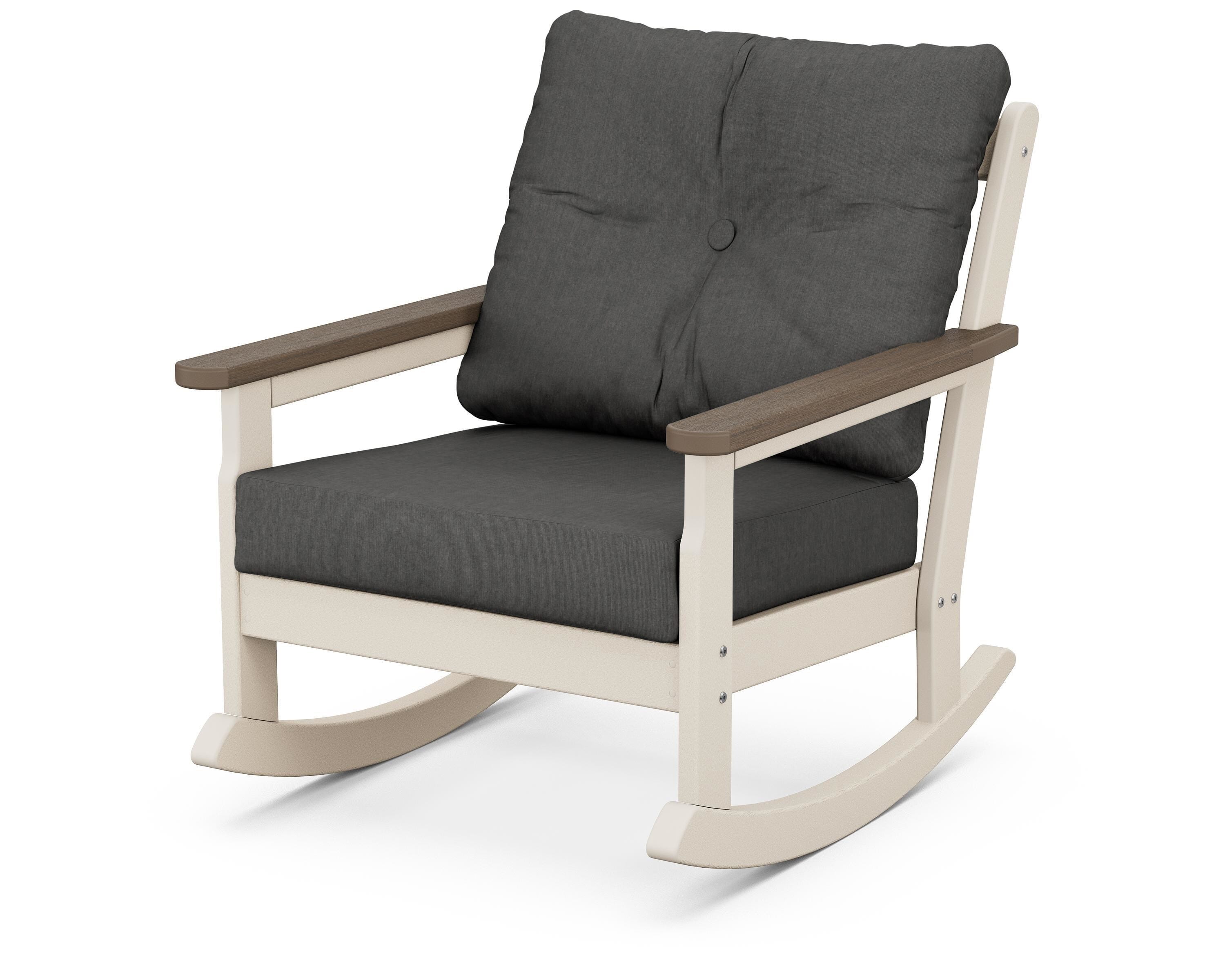 POLYWOOD® Vineyard Deep Seating Rocking Chair in Sand / Kona / Spectrum Carbon