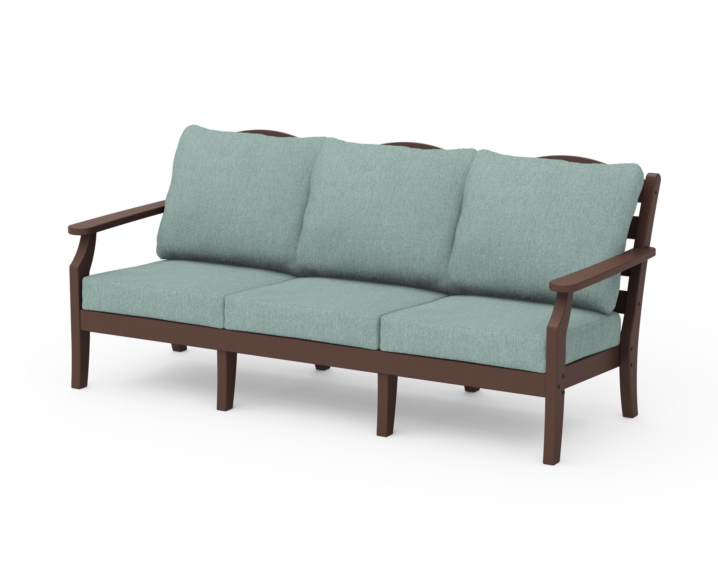 Draper James™ by  POLYWOOD® Savannah Deep Seating Sofa in Mahogany / Glacier Spa