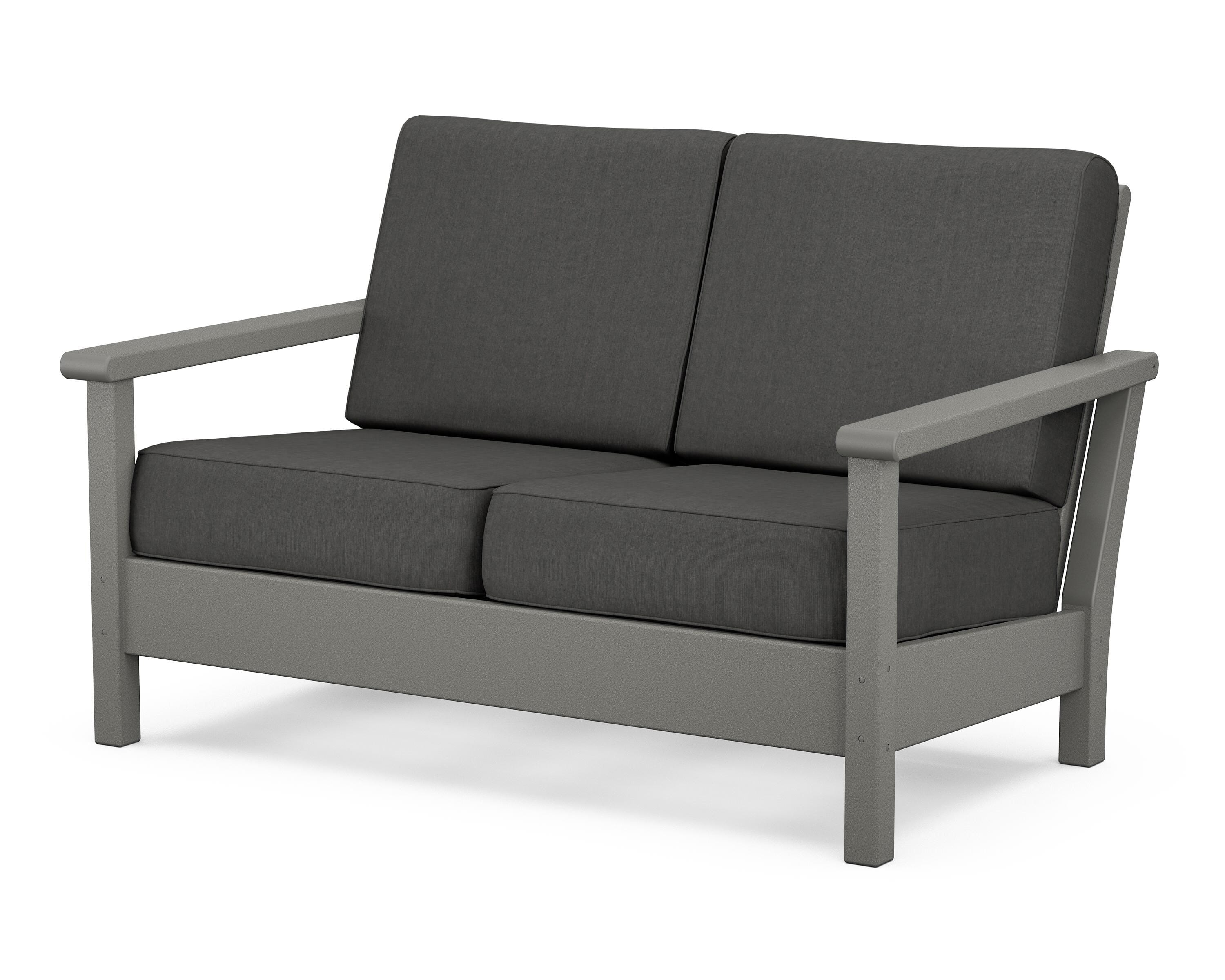 POLYWOOD® Harbour Deep Seating Loveseat in Slate Grey / Spectrum Carbon