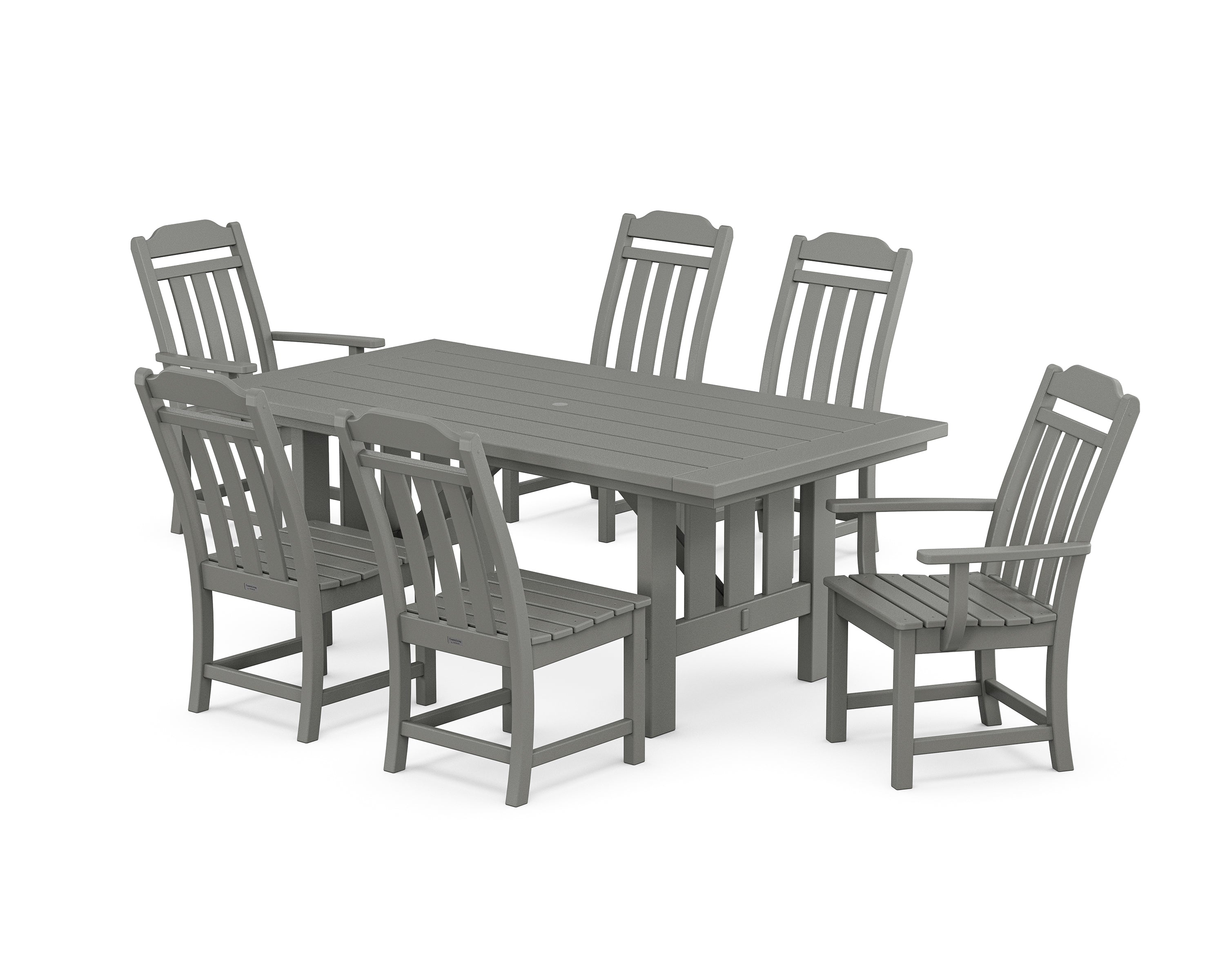 POLYWOOD® Cottage 7-Piece Dining Set with Mission Table in Slate Grey