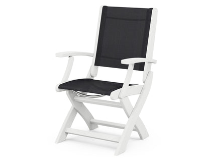 POLYWOOD® Coastal Folding Chair in White / Black Sling