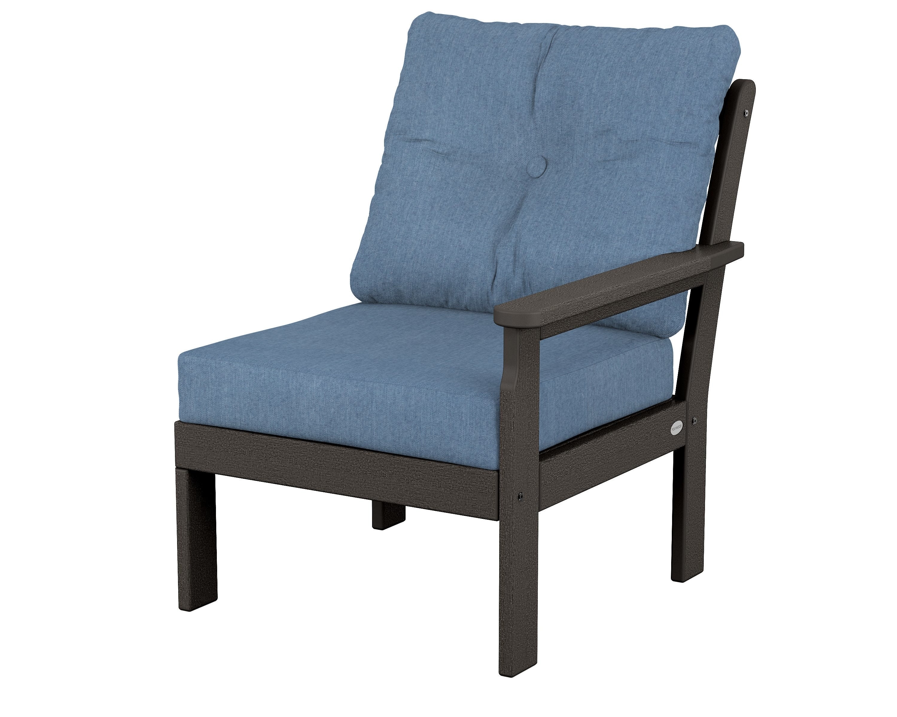 POLYWOOD® Vineyard Modular Right Arm Chair in Vintage Coffee / Sky Blue