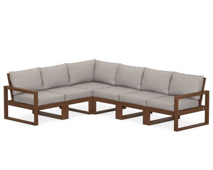 POLYWOOD® EDGE 6-Piece Modular Deep Seating Set in Teak / Weathered Tweed