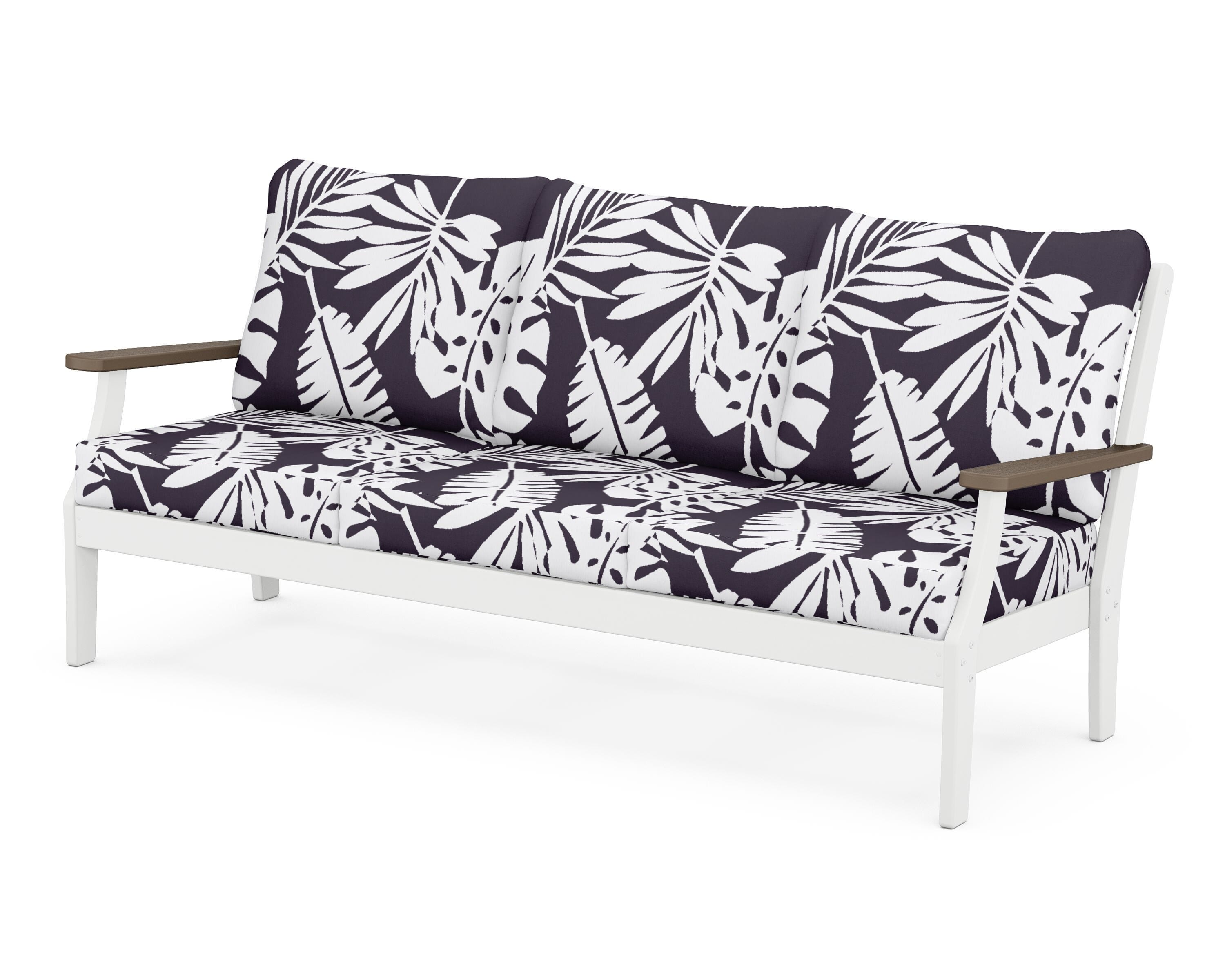 POLYWOOD® Braxton Deep Seating Sofa in White / Kona / Leaf Navy