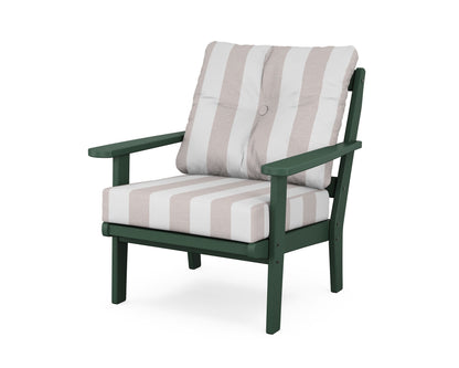 POLYWOOD® Mission Deep Seating Chair in Green / Cabana Stripe Dune Burlap