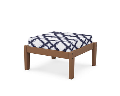 Unbranded Deep Seating Ottoman in Teak / Trellis Navy