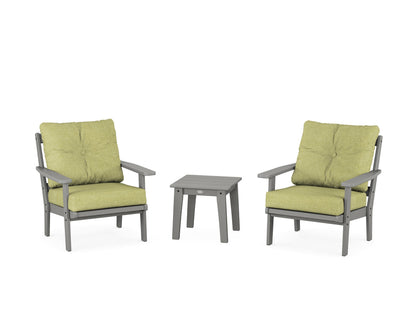 POLYWOOD® Prairie 3-Piece Deep Seating Set in Slate Grey / Chartreuse Boucle