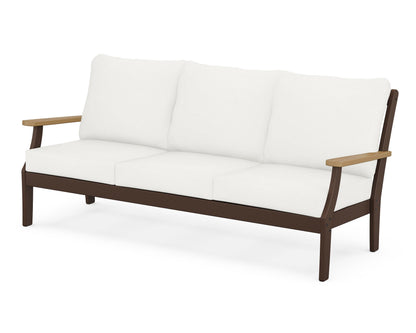 POLYWOOD® Braxton Deep Seating Sofa in Mahogany / Natural / Natural Linen