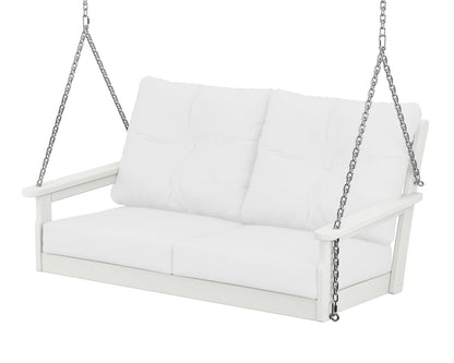 POLYWOOD® Vineyard Deep Seating Swing in Vintage White / Natural