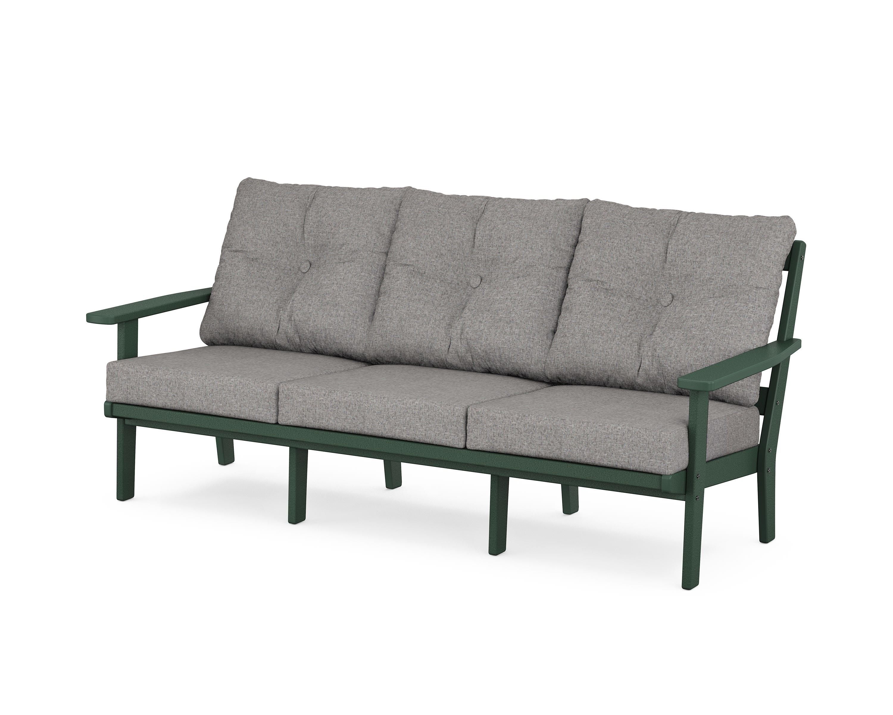 POLYWOOD® Oxford Deep Seating Sofa in Green / Grey Mist
