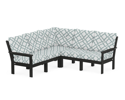 POLYWOOD® Vineyard 5-Piece Sectional in Black / Trellis Glacier Spa