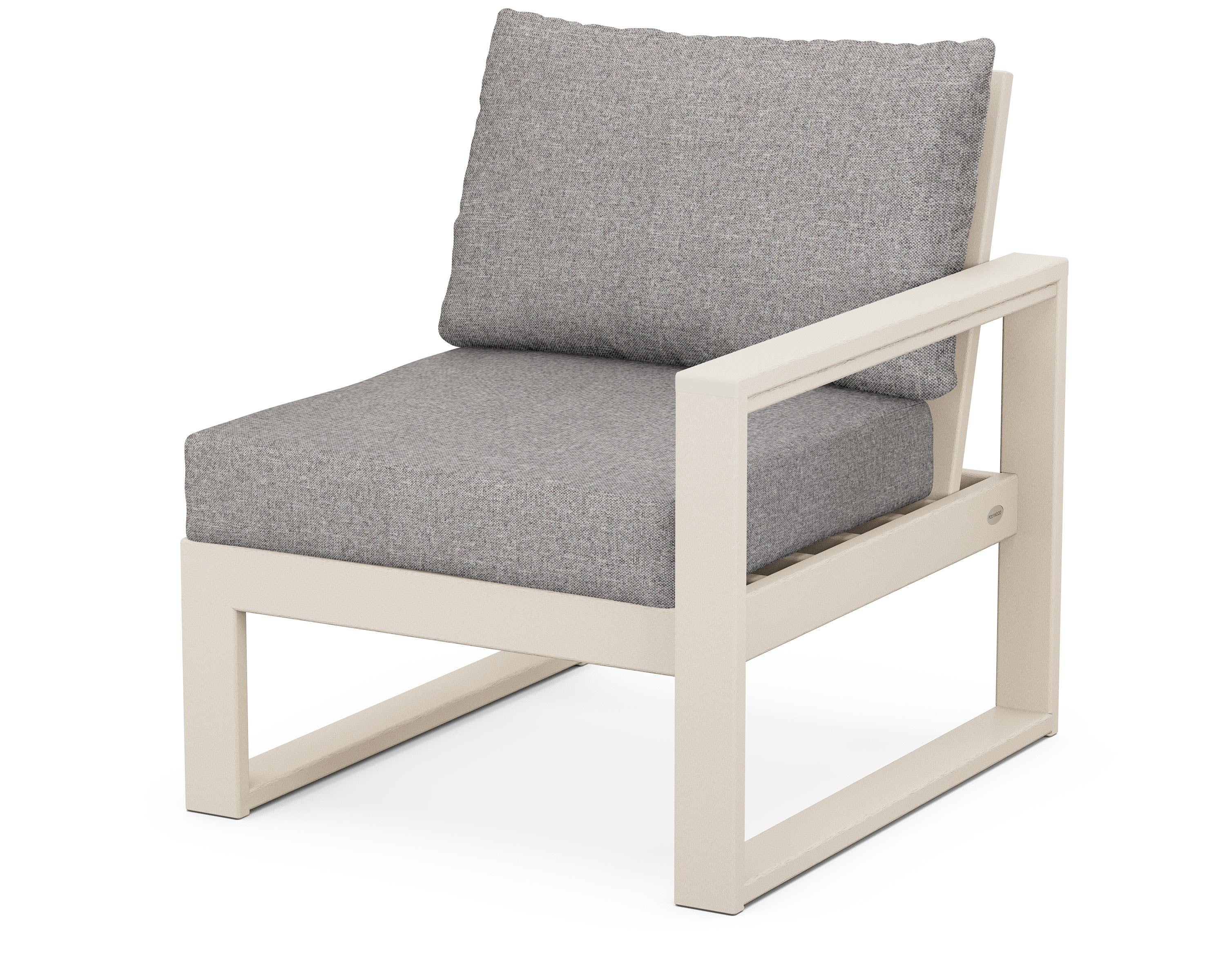 POLYWOOD® EDGE Modular Right Arm Chair in Sand / Grey Mist