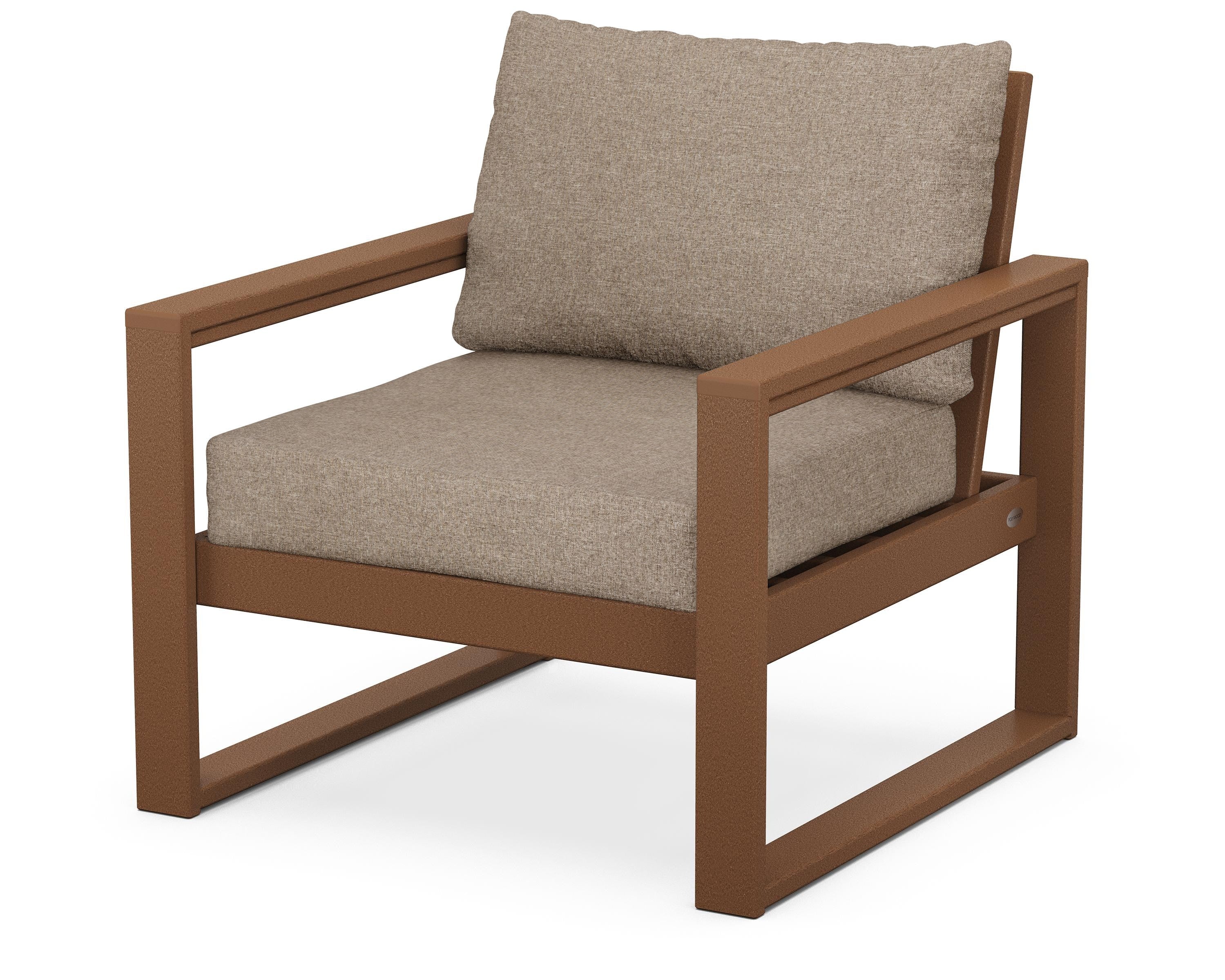 POLYWOOD® EDGE Club Chair in Teak / Spiced Burlap