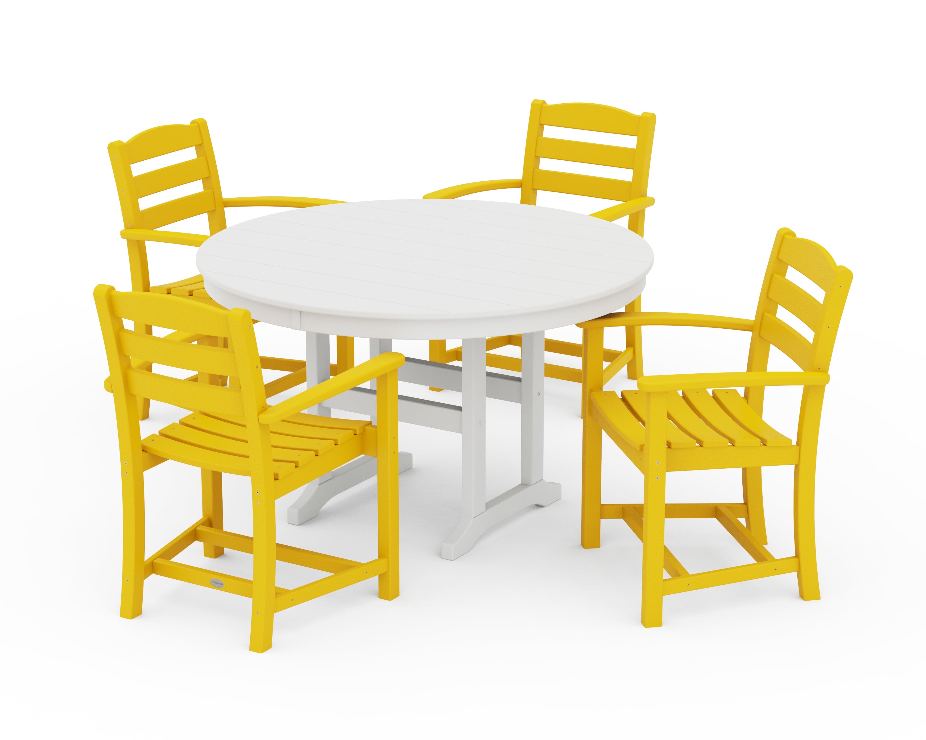 POLYWOOD® La Casa Café 5-Piece Round Farmhouse Dining Set in Lemon / White