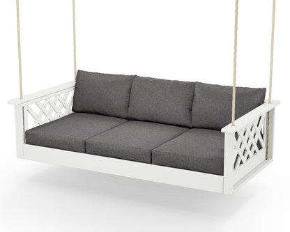Country Living Wovendale Daybed Swing in White / Ash Charcoal