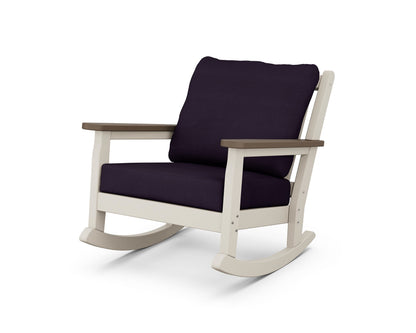 POLYWOOD® Chippendale Deep Seating Rocking Chair in Sand / Kona / Navy Linen