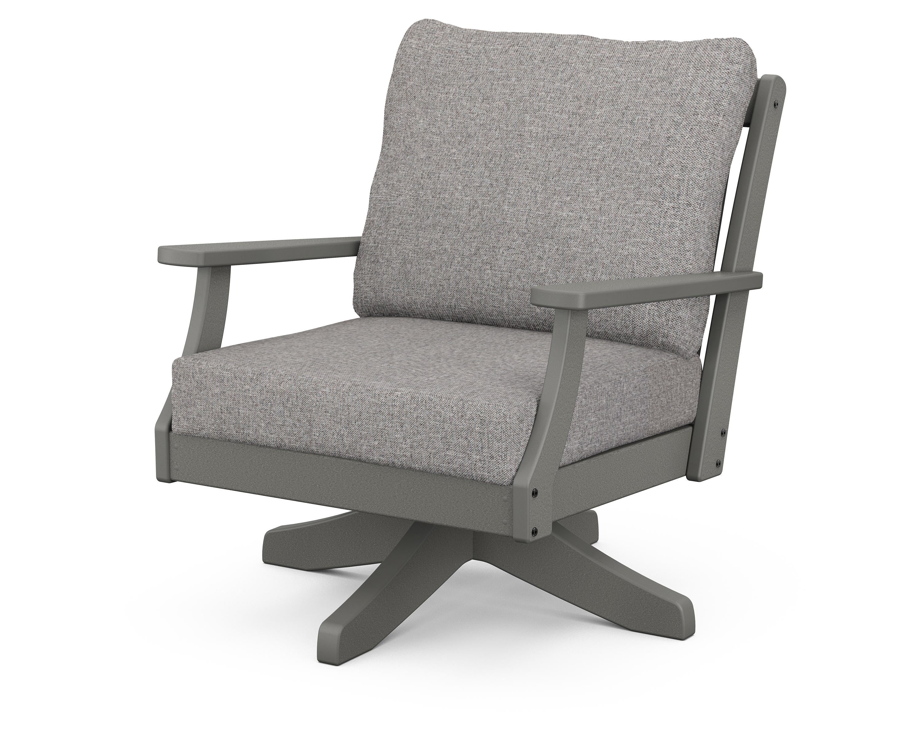 POLYWOOD® Braxton Deep Seating Swivel Chair in Slate Grey / Grey Mist