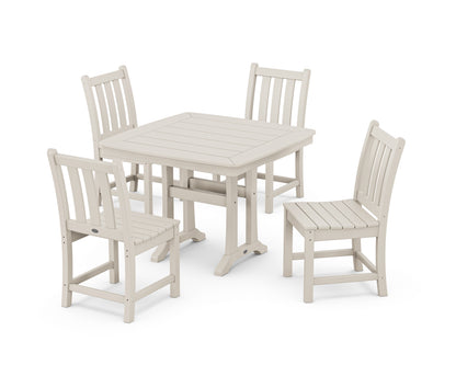 POLYWOOD® Traditional Garden Side Chair 5-Piece Dining Set with Trestle Legs in Sand