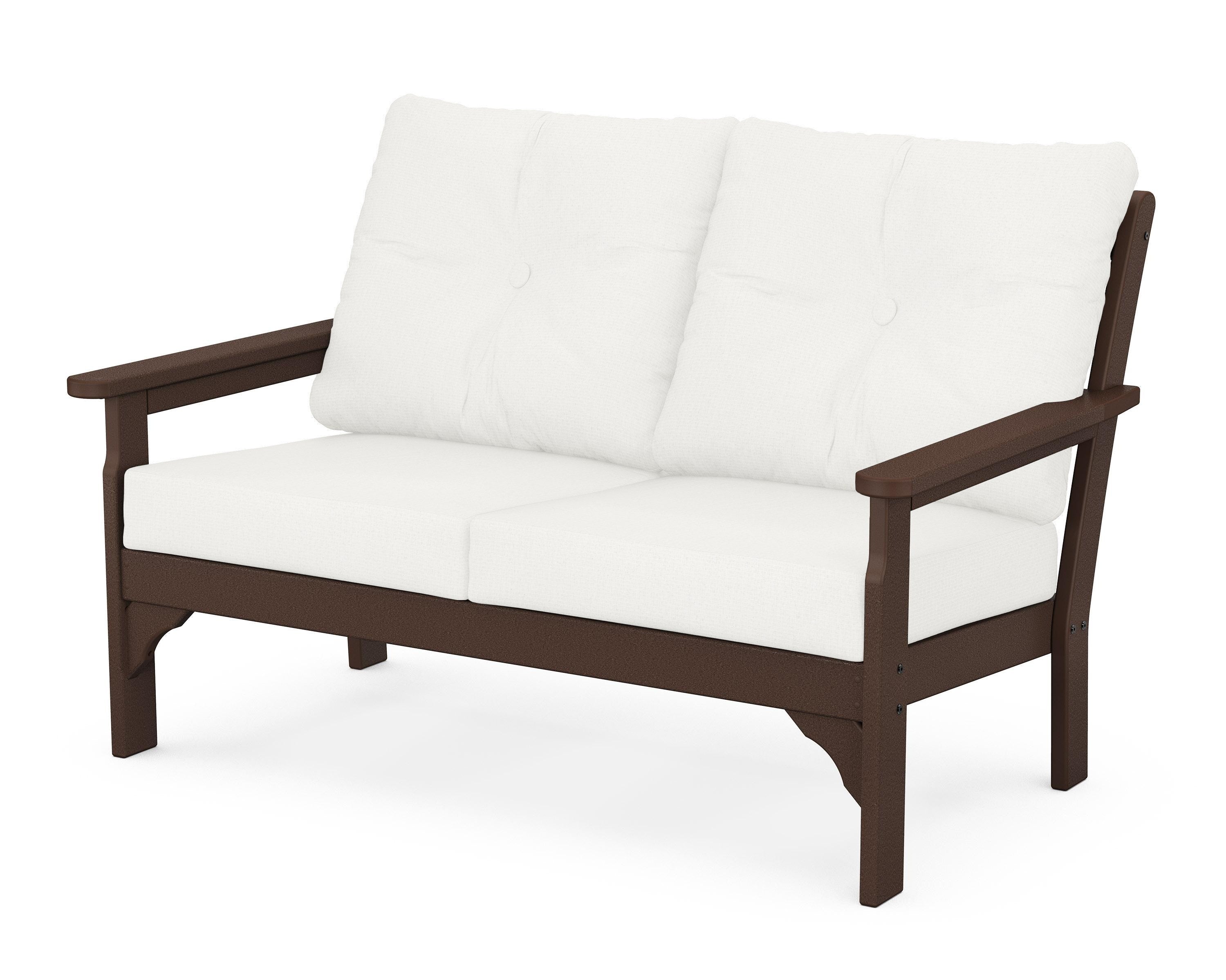 POLYWOOD® Vineyard Deep Seating Loveseat in Mahogany / Natural Linen