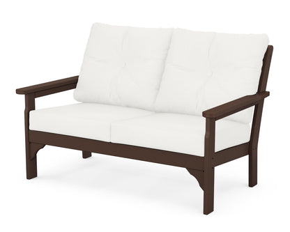 POLYWOOD® Vineyard Deep Seating Loveseat in Mahogany / Natural Linen