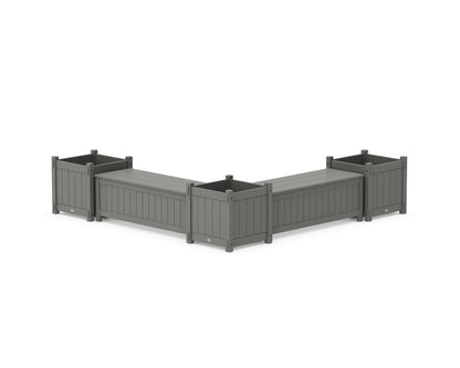 POLYWOOD® 48" Vineyard L- Shaped Planter Storage Bench Corner Set- Large in Slate Grey