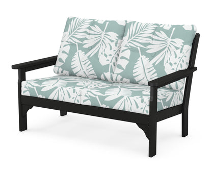 POLYWOOD® Vineyard Deep Seating Loveseat in Black / Leaf Glacier Spa