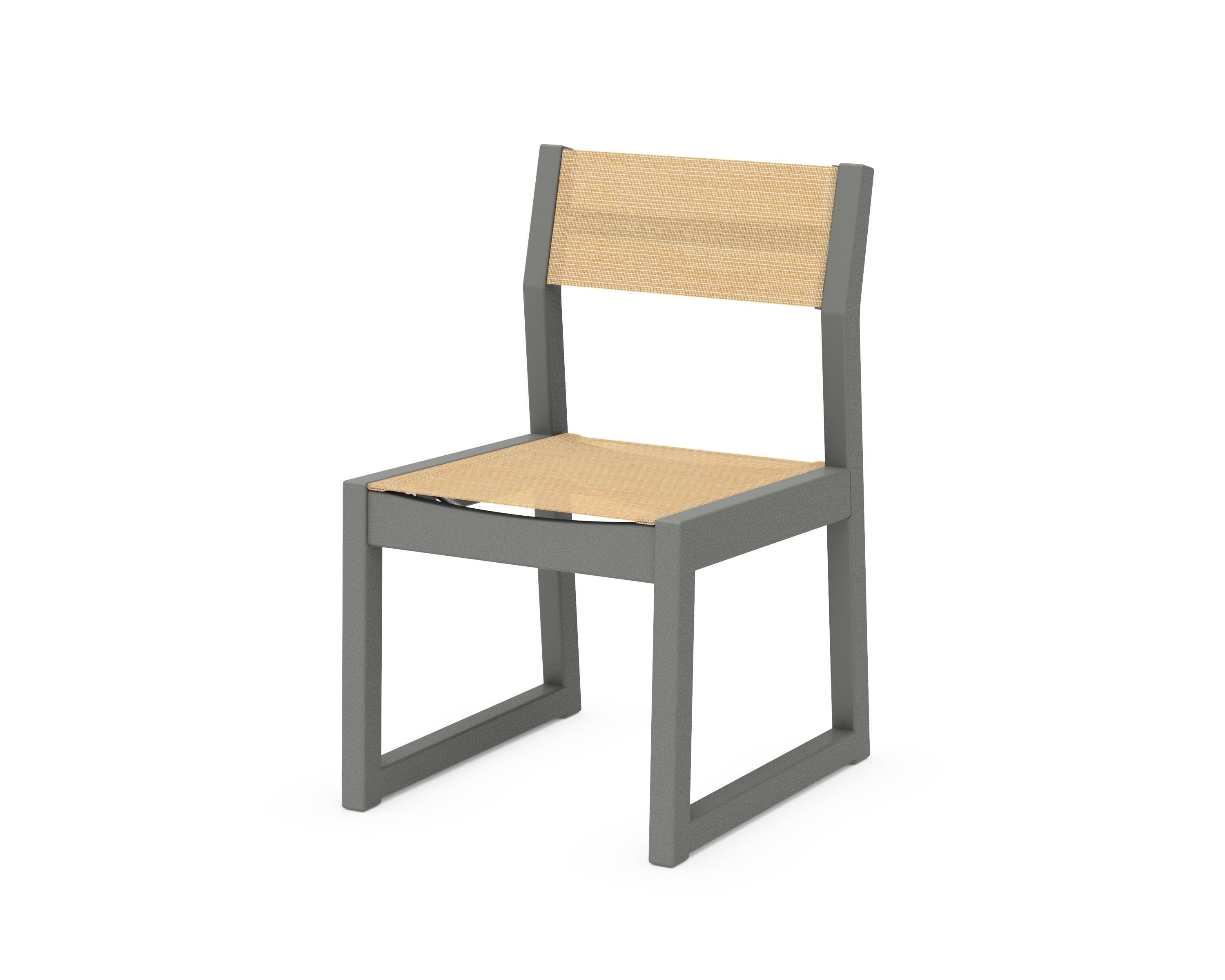 POLYWOOD® EDGE Sling Dining Side Chair in Slate Grey / Dupioni Apricot Sling