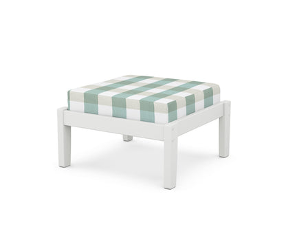 Unbranded Deep Seating Ottoman in White / Buffalo Plaid Glacier Spa