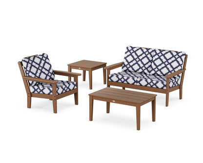Country Living Wovendale 4-Piece Deep Seating Set in Teak / Trellis Navy